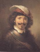 A young Man with a eathered cap and a gorgert (mk33) Govert flinck